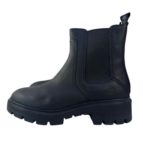 Timberland Cortina Valley Chelsea Boots Womens 9 Black Leather Lug Sole Pull On - Picture 5 of 11